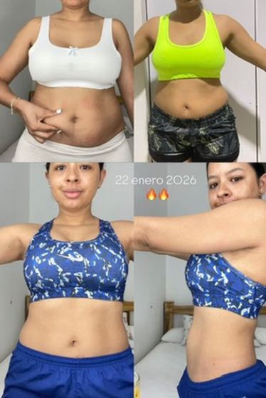 Captura de WhatsApp con el antes y después de una participante.